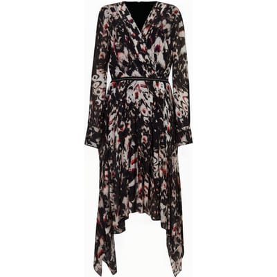 AllSaints Lizia Wing Dress Black Maat: 34 | Midi Jurken Outlet | Dames | Zwart