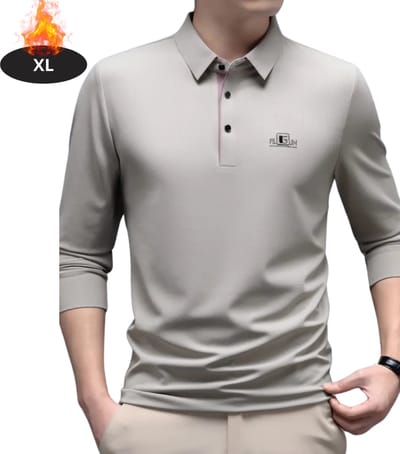 Livano Poloshirt Heren - T-Shirt Heren - Shirt - Overhemd - Polo Shirt Lange Mouwen - Beige - XL