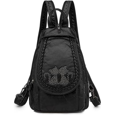 Modieuze Rugzak voor Dubbel Gebruik voor Vrouwen Nieuwe Stijl Koreaanse Stijl Mode Crossbody Borsttas Zacht Leer Mini Dames Kleine Rugzak black
