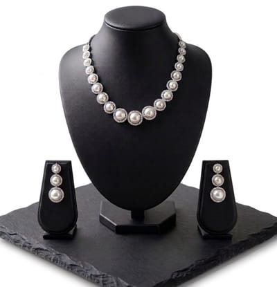 N3 Collecties Klassieke Choker parelketting en oorbellen set voor dames