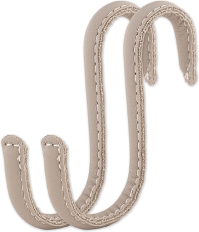 Brute Strength - Leren S-haken - Licht grijs - 2 stuks - Kledinghaak – Leer - kapstokhaak - Ophanghaken – handdoekhaakjes