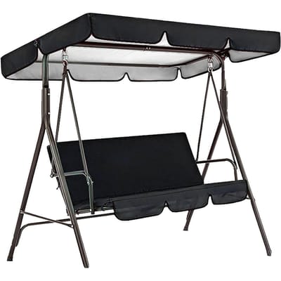 Buitenschommel Luifelhoes Set Oxford Stof Schommel Waterdicht Stofdicht Zonnescherm Hoes Dek Patio black
