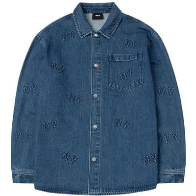 MLB New York Yankees SS24 Sport Lifestyle Merk Logo Effen Kleur Casual Denim Vest Enkele Rij Knopen Comfortabel Shirt met Lange Mouwen 3ADRM0841-50INS XS blue