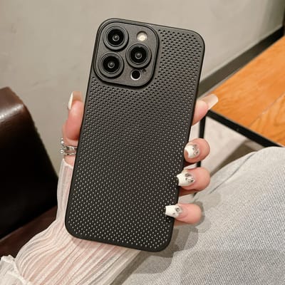 Luxe Warmteafvoer Ademend Koelend Hoesje Voor IPhone 15 14 13 12 11 Pro Max Mesh Hol Ultra Dun Effen Kleur Cover For iPhone 14
