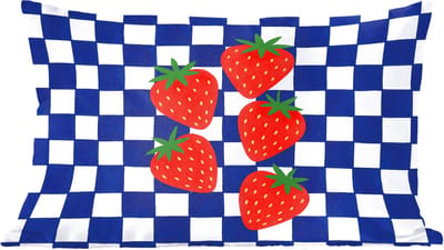 Sierkussens - Kussentjes Woonkamer - 60x40 cm - Geblokt - Blauw - Aardbeien