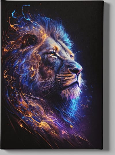 Canvas Schilderij - Dieren - Leeuw - Portret - 60x40x2 cm
