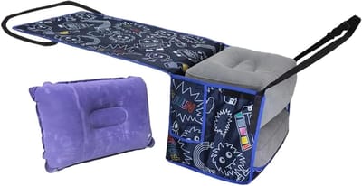 Vliegtuig Voetsteun - Reis Hangmat - Comfortabel Reizen - Verstelbare Hoogte - 104cm x 40cm - Blauw