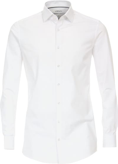 VENTI body fit overhemd - jersey - wit - Strijkvriendelijk - Boordmaat: 40