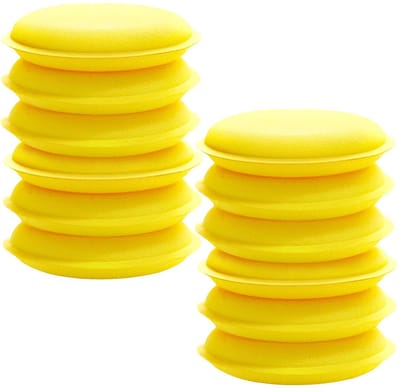 Allecto - Autopolijstpads - Wax Applicator Spons - 12 Stuks - Geel - Schuimapplicator - Geschikt voor Auto Polijsten - 100MM Diameter