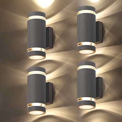 Moderne IP65 Buitenwandlamp met Warm Wit Licht - Set van 4 Stuks