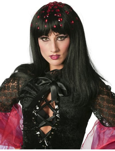Disco Queen met steentjes zwart/rood
