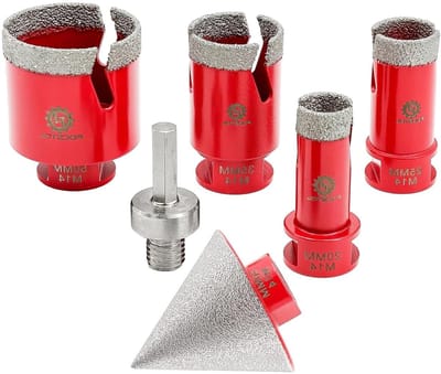 Diamant tegelboorset - Boorkronen set - Gaten boren - Vacuüm gesoldeerde technologie - 6 stuks - Zilver