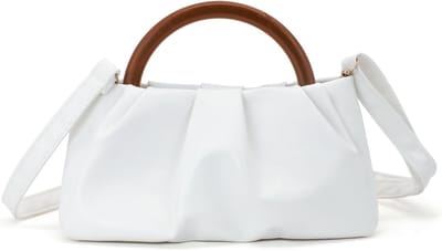 Stijlvolle Vouwbare Schoudertas voor Dames met Houten Handvat, Mini Handtas met Afneembare Schouderriem en Magnetische Sluiting, Perfect voor Dagelijks Gebruik en Uitjes