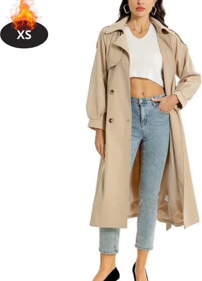 Livano Mantel Dames - Tussenmantel - Jas - Mantelpakje - Trenchcoat - Overjas - Overcoat - Winter - Khaki - XS