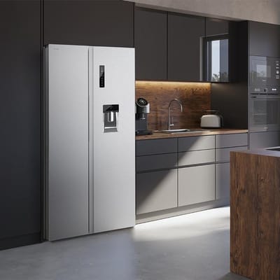 Cecotec Bolero CoolMarket SBS 559, Vrijstaand, Amerikaanse deur, Roestvrijstaal, 2 deur(en), Touch, Op de deur