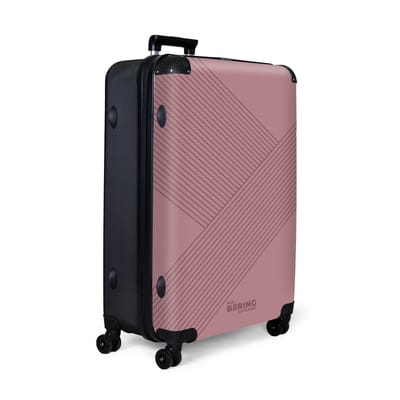 NoBoringSuitcases.com® - Koffer groot - Reiskoffer lichtgewicht - Roze met abstracte lijnen - Rolkoffer met 4 wielen - Grote trolley XL - 98 liter bagage