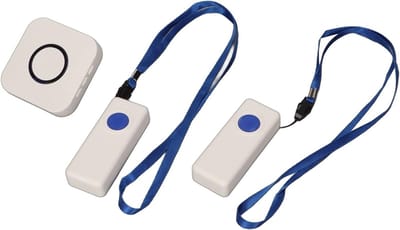 Draadloos Oproepsysteem voor Ouderen met Mini Zorgverlener Pager, 4 Niveaus Volume en 38 Melodien, Inclusief 2 Ontvangers voor Verpleging