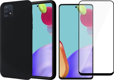 Hoesje geschikt voor Samsung Galaxy A52 - Fluweelzachte Backcover - Zwart - Met Full Screenprotector