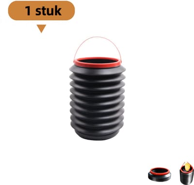 1 artikel - Opvouwbare vuilnisbak - 4L - Multifunctionele telescopische wateremmer - Draagbaar - Zonder deksel - Zwart en rood