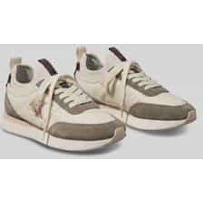 Sneakers van mix van leer en nylon met gestikt logo
