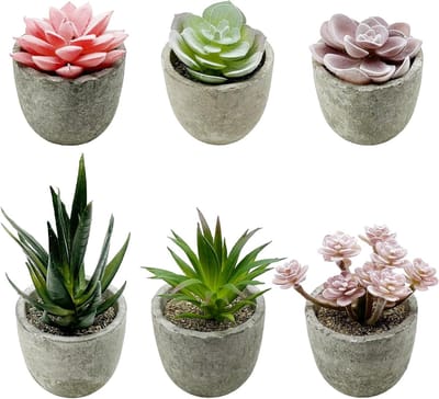 Set van 6 Kunstplanten met Succulenten voor Thuisdecoratie, Kantoor en Woonkamer - Ideaal voor Tafel en Binnengebruik