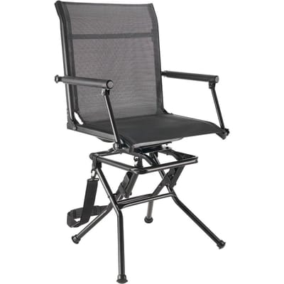 Chaise de Chasse, Pivotement Silencieux à 360°, Chaise Camouflage Pliable Légère et Portable, Siège Tabouret de Sol à Cadre en Acier Robuste, avec Accoudoir, Transport Réglable