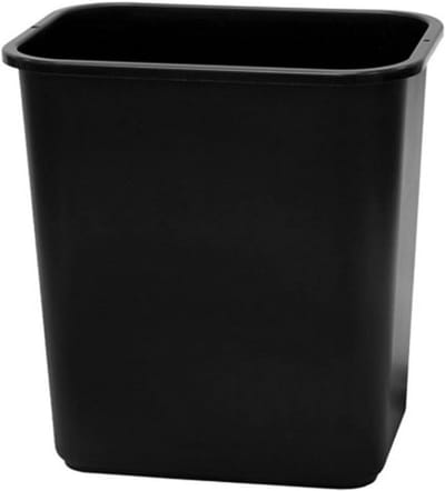 Afvalbak Rechthoekig - Prullenbak Kantoor - Ruimte Opruimen - Verstevigde Rand - 13 Liter - Zwart