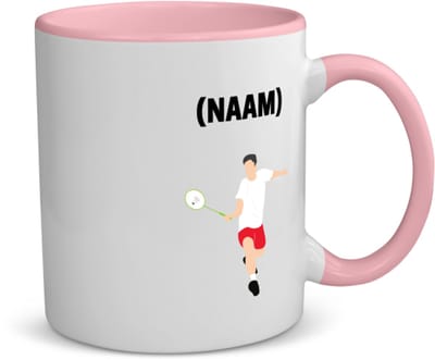 Akyol - badminton met eigen naam koffiemok - theemok - roze - Badminton - badmintonner - sport - 350 ML inhoud