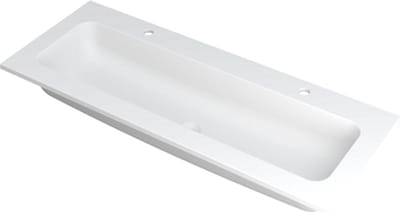 INK Faktor wastafel - 120x45x1.5cm - 1 wasbak - 2 kraangaten - polystone wit mat