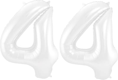 Folieballon 44 jaar metallic wit 86cm