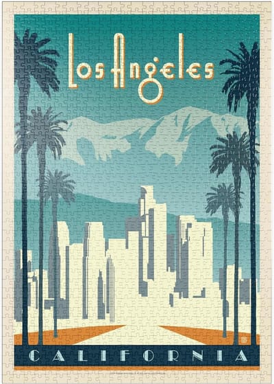 Los Angeles Skyline Vintage Poster Puzzel - 1000 Stukjes