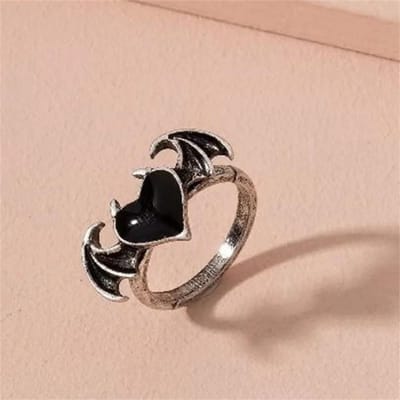 Nouvelles Bagues de Couple Ange Démon Gothique Rétro Noires Pour Femmes Hommes Anneau Ouvert Réglable Pour Amoureux Bijoux Tendance Y2K Cadeaux Esthétiques black