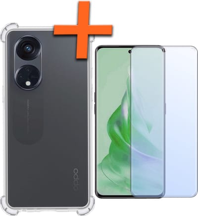 Hoes - Met Screenprotector - Geschikt voor OPPO Reno 8T 4G - Sterk & Shockproof - Siliconen Case - Back Cover - Telefoon Hoes - Shock Proof - Transparant