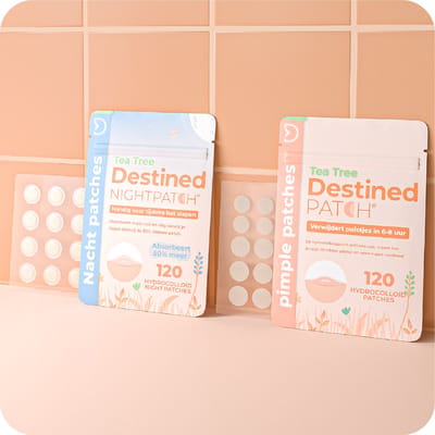 Destined® Pimple Patch Original & Night patches - Duo Pack - High-Grade Hydrocolloïd - Puistjes Absorberende Patch met Tea Tree en Calendula in - Vegan - Acne Patches - Puisten Verwijderaar - Met E-Book - Gratis verzending