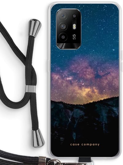 Case Company® - Hoesje met koord geschikt voor Oppo A94 5G hoesje met Koord - Travel to space - Telefoonhoesje met Zwart Koord - Bescherming aan alle Kanten en Over de Schermrand