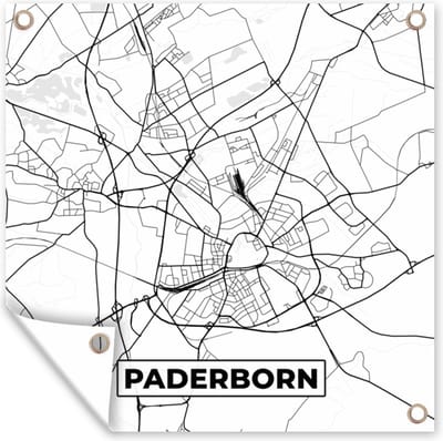Tuin poster Kaart - Plattegrond - Stadskaart - Paderborn - 200x200 cm - Tuindoek