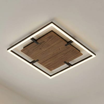 Lucande LED plafondlamp Vectra, 50 x 50 cm, hout, dimbaar