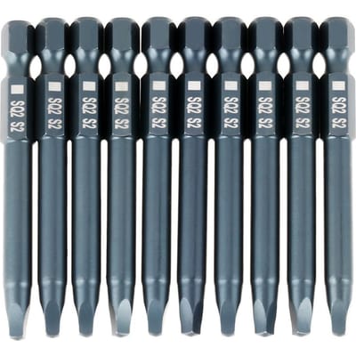10 stuks 6,3 mm 14 inch zeskant schacht 65 mm S2 gelegeerd staal vierkante kop schroevendraaier bits set