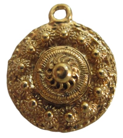 Zeeuws Meisje - zeeuwse knop hanger echt verguld, 2 cm doorsnede
