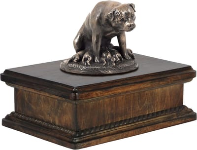Elegante urn voor Rottweiler as met beeldje van hond