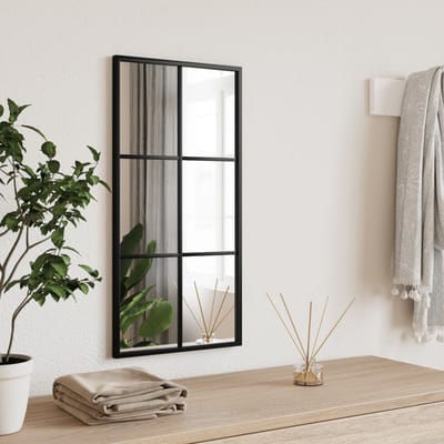 vidaXL - Wandspiegel - rechthoekig - 30x60 - cm - ijzer - zwart