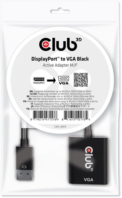 Club 3D - video adapter - DisplayPort to HD-15 (VGA) - 22.86 m