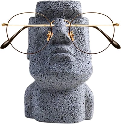 Brilhouder Abstract - Brillenstandaard Kop - Stijlvol Opbergen - Uniek Sculptuur Design - 7.5x7.5x12.5 cm - Grijs