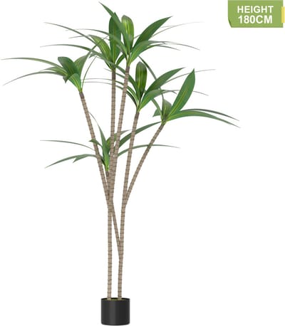ACXIN Kunstplant Boom Brasilhout - Kunstmatige Indoor Outdoor Boom - Natuurhout Stam - PVC Bladeren - 180cm Hoogte