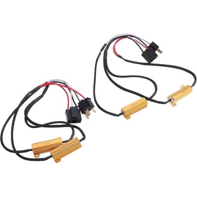 Paire de Résistances de Charge LED 50W 6ohm H4 9003 Anti-Scintillement Décodeur LED Relais Faisceau Adaptateur pour Clignotant Feux de Jour black