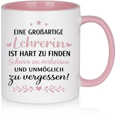 Dailygoods- Koffiemok 325 ml - Keramisch - Leuke tekst - Cadeau voor leraar - Uniek ontwerp - Handgemaakt - Koffiecup