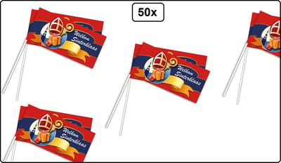 50x Zwaaivlaggetje Sinterklaas - Sint en piet festival thema feest party spanje zwaai vlag