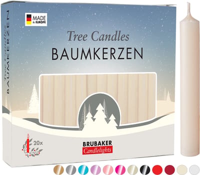 BRUBAKER 20 Stuks - Boomkaarsen - Champagne - Kerstkaarsen - Piramidekaarsen - Kerstboomkaarsen - 95/12.5 mm – Kaarsen - Kaarsjes