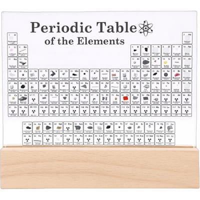 Tableau périodique des éléments 83 échantillons réels support en bois tableau périodique acrylique éclairé décoration pour étudiants enseignants gray