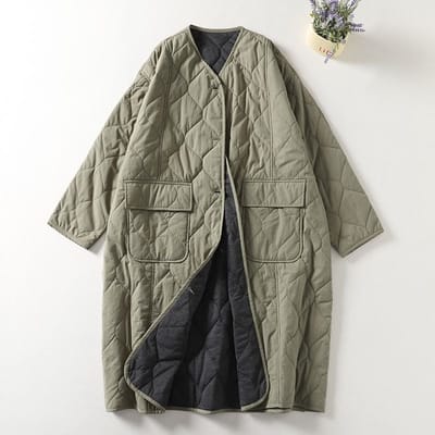 Veste légère en coton duvet de couleur unie pour femmes en hiver Veste longue et épaisse en coton chaud XL vert clair